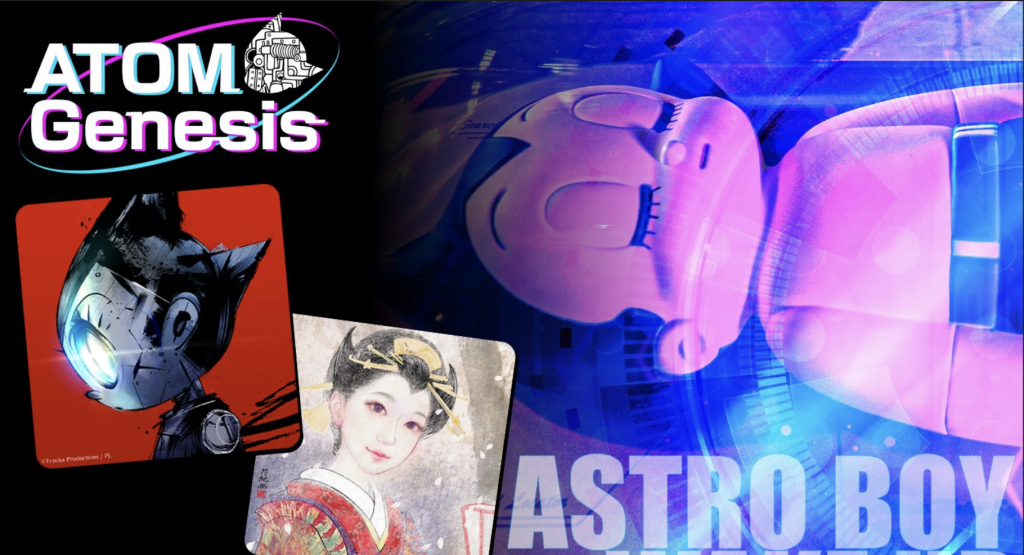 Astro Boy se apodera de Web3 con la colección ATOM genesis NFT An illustration of the new Atom Genesis NFT collection, centered around Astro Boy, the famous manga character.