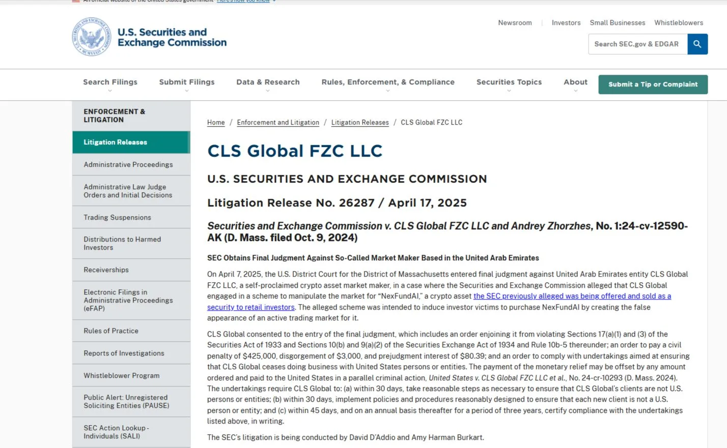 AD_4nXd0Dym5FYm2zoCA-TXgV9kXcUWd5yu-6sven831_vosJ7rmNyVdSDATkoZxxmjDAvTr4jxM3wRvmcbF4oi6beGRS73HXrAijBvBZ3rg_01SI9NmMdaKdN1Dthu3mm8DN8gUg4s6eA.jpg SEC Sting Sting Bars EAU Crypto Market Maker CLS Global para operaciones de lavado del 98%, $ 425k multa